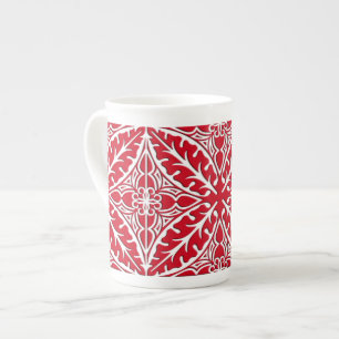 Tasse En Porcelaine Carreaux marocains - rouge foncé et blanc