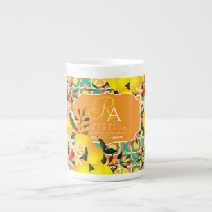 Tasse En Porcelaine Carreaux méditerranéens Lemon Orange Vert