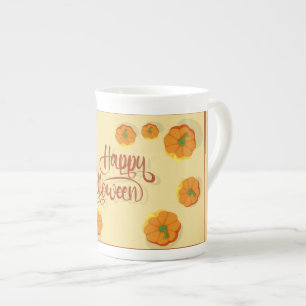 Tasse En Porcelaine Carte de voeux encadrée Happy Halloween typographi
