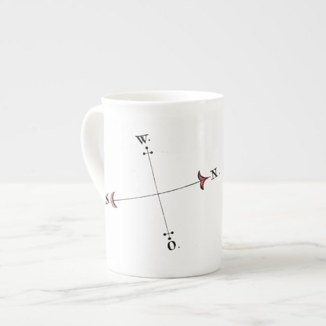 Tasse En Porcelaine cartes de norway - rose de boussole (Devant gauche)