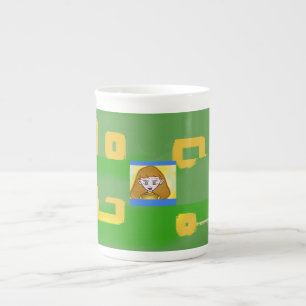 Tasse En Porcelaine Carton mignon Jaune Carré Vert