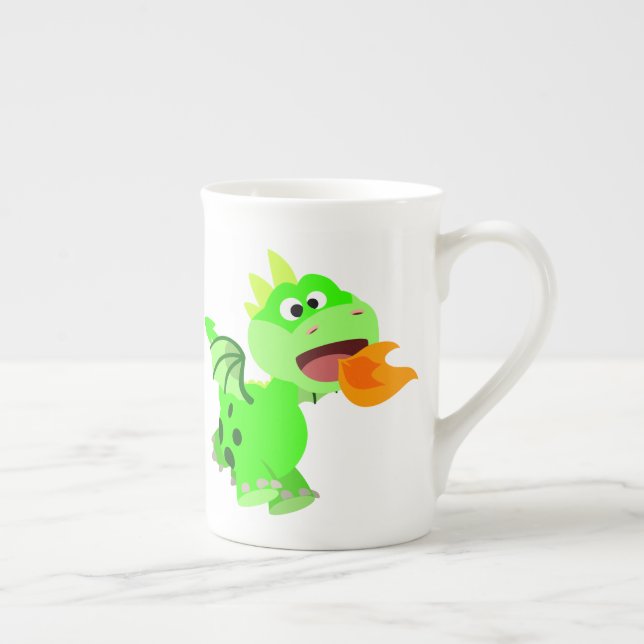 Tasse En Porcelaine Cartoon Bébé Dragon Bébé à crache feu mignon (Droite)