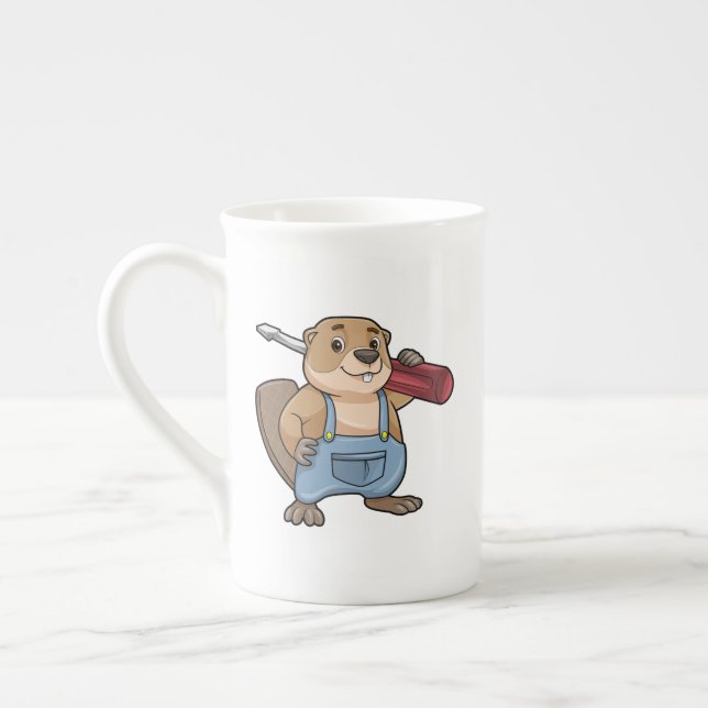 Tasse En Porcelaine Castor comme artisan avec clé (Gauche)