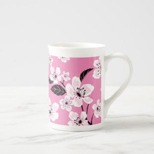TASSE EN PORCELAINE CERISIER EN FLEURS - SAKURA (ROSE CLAIR)
