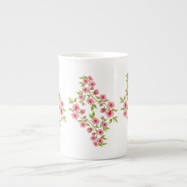 Tasse En Porcelaine Cerisiers en fleurs os Chine Musique (Devant)
