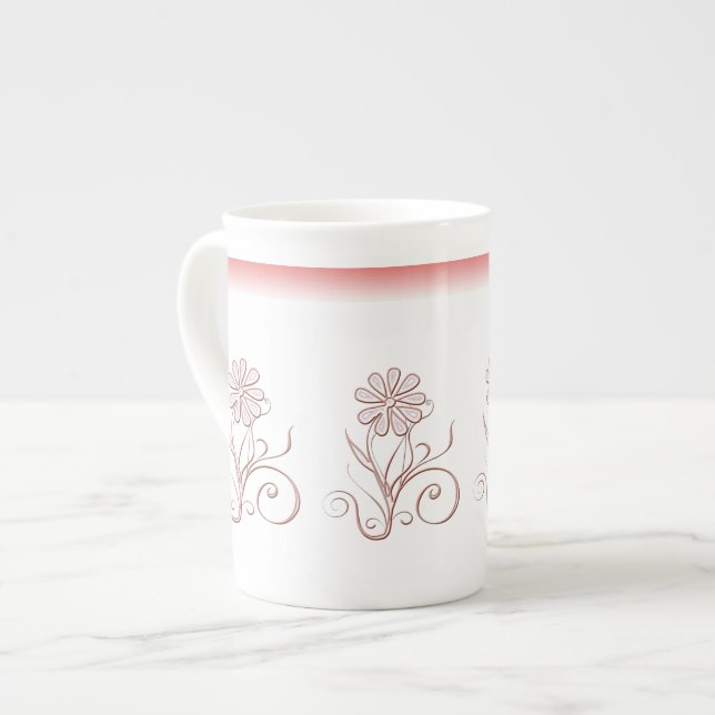 Tasse En Porcelaine Charmante Musique de Chine d'os floral (Devant gauche)
