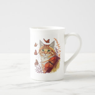 Tasse En Porcelaine Chat avec papillons Monarch
