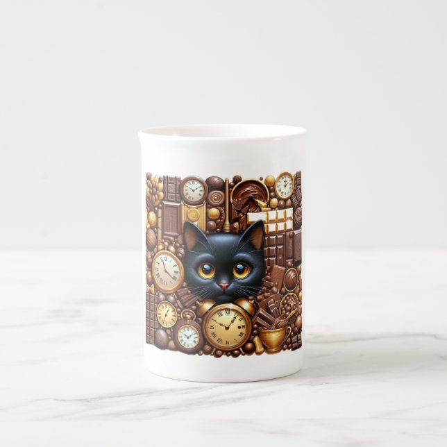 Tasse En Porcelaine chat noir (Devant)