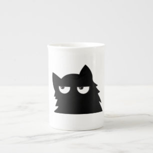Tasse En Porcelaine Chat noir drôle minimaliste Design jugeant