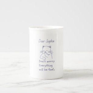 Tasse En Porcelaine Chat souriant avec message 