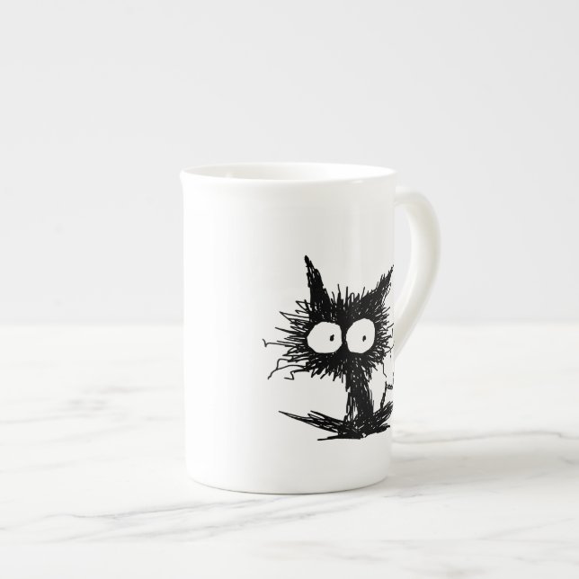 Tasse En Porcelaine Chaton mal peigné noir GabiGabi (Devant droit)