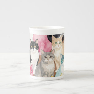 Tasse En Porcelaine Chats en Multicolore