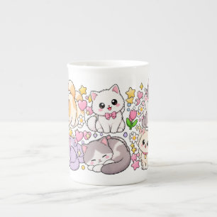 Tasse En Porcelaine Chats Mignons Kawaii – Couleurs Pastel, Ludiques &
