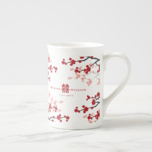 Tasse En Porcelaine Cherry Blossoms & Double Bonheur Mariage chinois