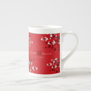 Tasse En Porcelaine Cherry Blossoms & Double Bonheur Mariage chinois