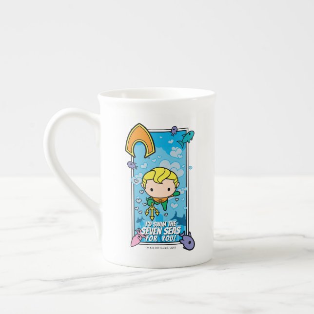 Tasse En Porcelaine Chibi Aquaman - Je nagerai Les Sept Mers (Gauche)