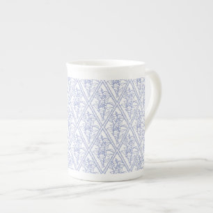 Tasse En Porcelaine Chic Périwinkle Bleu Blanc Floral Diamond Motif