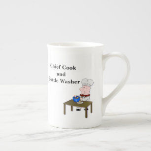 Tasse En Porcelaine Chief Cook and Bottle Washer, with Cartoon Chef
