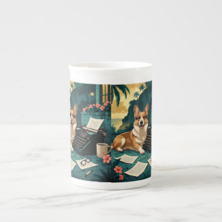 Tasse En Porcelaine Chien de Corgi avec fourrure brillante et un gentl