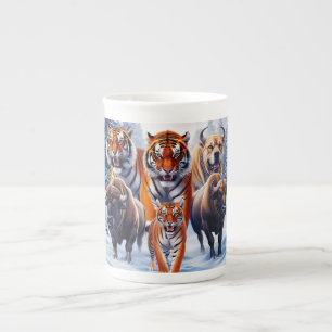 Tasse En Porcelaine Chien de Tiger Buffalo à l'extérieur