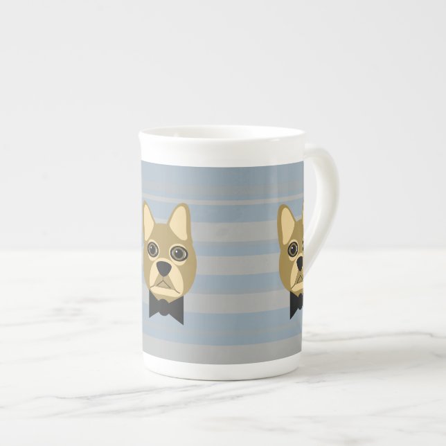 Tasse En Porcelaine Chien-taureau Brown, Grilles (Devant droit)