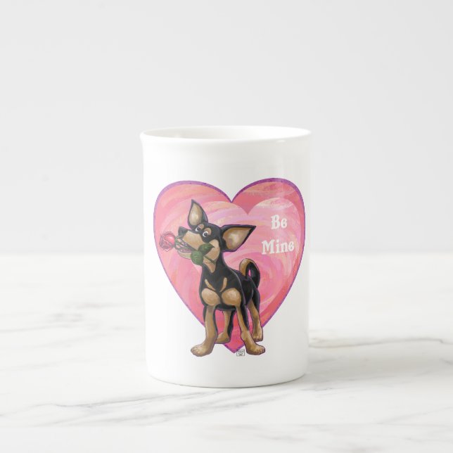 Tasse En Porcelaine Chihuahua Saint-Valentin (Devant)