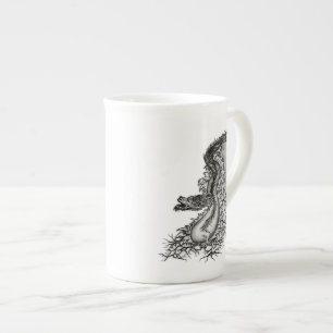 Tasse En Porcelaine Chine Dragon, noir et blanc Design en Tattoostyl