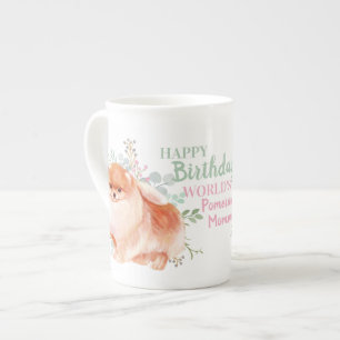 Tasse En Porcelaine Chine osseuse délicieuse POMERANIAN Mommy Birthday