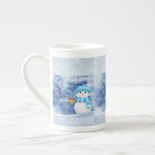Tasse En Porcelaine Christmas Mug, Snowman, Joyeux Noël