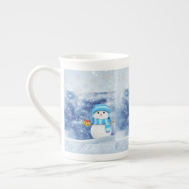 Tasse En Porcelaine Christmas Mug, Snowman, Joyeux Noël (Gauche)