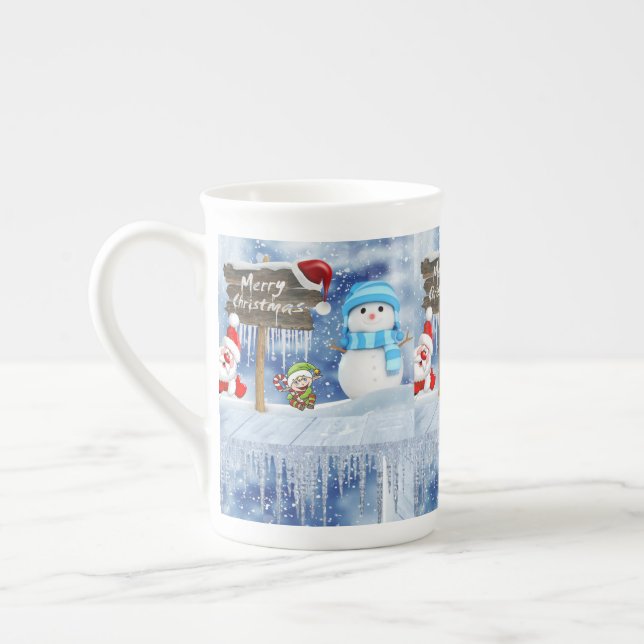 Tasse En Porcelaine Christmas Mug, Snowman, Joyeux Noël (Gauche)