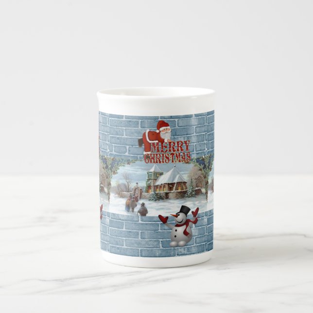 Tasse En Porcelaine Christmas Mug, Snowman, Joyeux Noël (Devant)