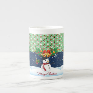 Tasse En Porcelaine Christmas Mug, Snowman, Joyeux Noël