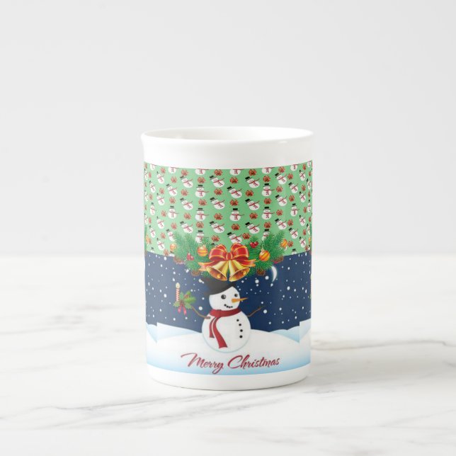 Tasse En Porcelaine Christmas Mug, Snowman, Joyeux Noël (Devant)