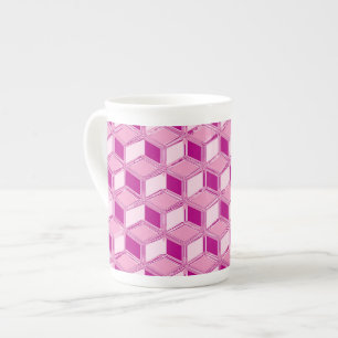 Tasse En Porcelaine Chrome 3-d boîtes - fuchsia rose