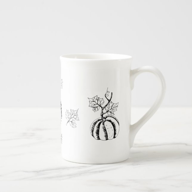 Tasse En Porcelaine Citrouille noir pour Halloween (Droite)