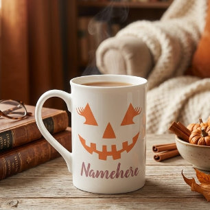 Tasse En Porcelaine Citrouille personnalisée Jack O Lantern Halloween 
