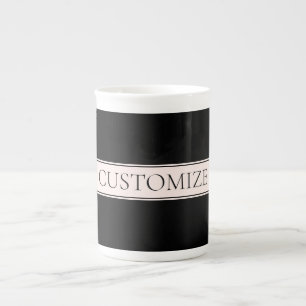 Tasse En Porcelaine Clair rose pâle Bleu Bande et Élégant Texte modifi