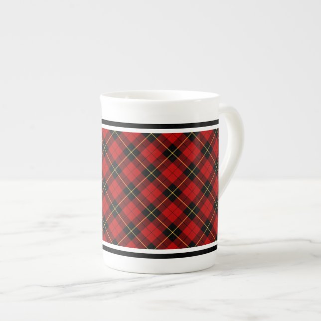 Tasse En Porcelaine Clan Wallace Tartan Rouge et noir Plaid (Devant droit)