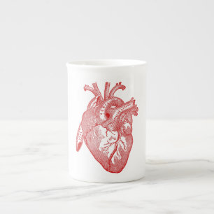 Tasse En Porcelaine Coeur Anatomique Rouge