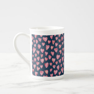Tasse en porcelaine cœur de la Saint-Valentin rose