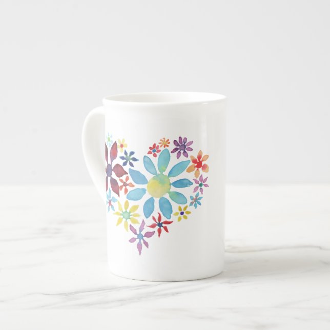 Tasse En Porcelaine Coeur des fleurs (Devant gauche)