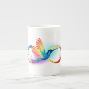 Tasse En Porcelaine Colibri arc-en-ciel avec symbole Infinity