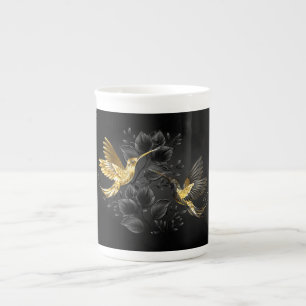 Tasse En Porcelaine Colibri noir et or