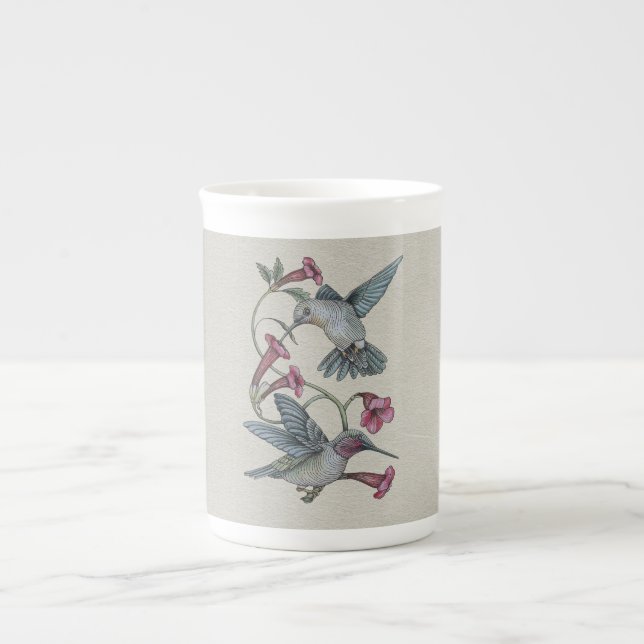 Tasse En Porcelaine Colibris et vigne (Devant)
