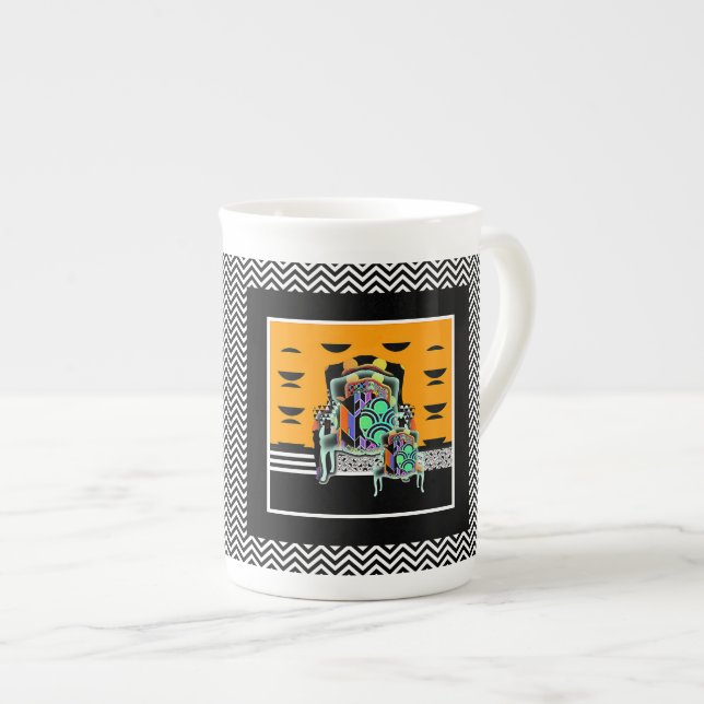 Tasse En Porcelaine Collage du fauteuil Chevron (Devant droit)