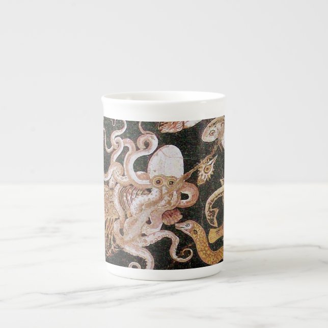 TASSE EN PORCELAINE COLLECTE POMPEII / OCÉAN - SCÈNE DE VIE MARINE (Devant)
