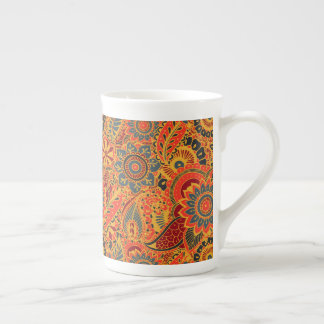 Tasse En Porcelaine Coloré Floral Mehndi Paisley Bootar Folk Motif