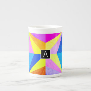 Tasse En Porcelaine Coloré Moderne Multi-Coloré Géométrique   Monogram