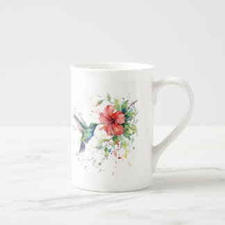 Tasse En Porcelaine Colorful Hummingbird Watercolor Floral Nature Art